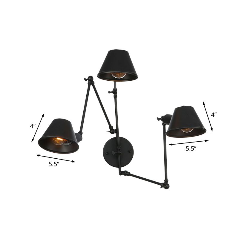 Epoch Vintage Adjustable Metal Wall Lamp, Black/Rust, Bedroom