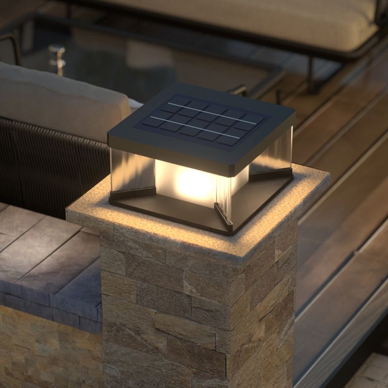 Ray Contemporary LED Rectangular Metal Wall Lamp Post, Black