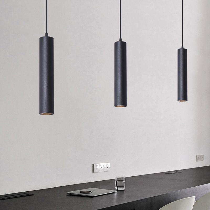Arisha Modern Cylinder Shape Linear Pendant Light Black Metal