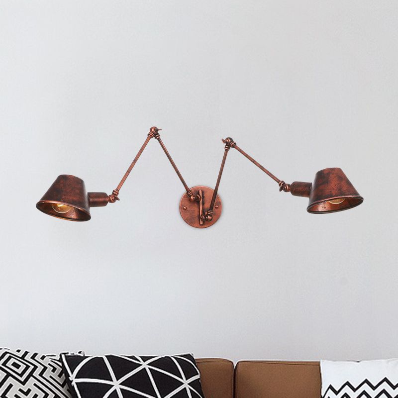 Epoch Vintage Adjustable Metal Wall Lamp, Black/Rust, Bedroom