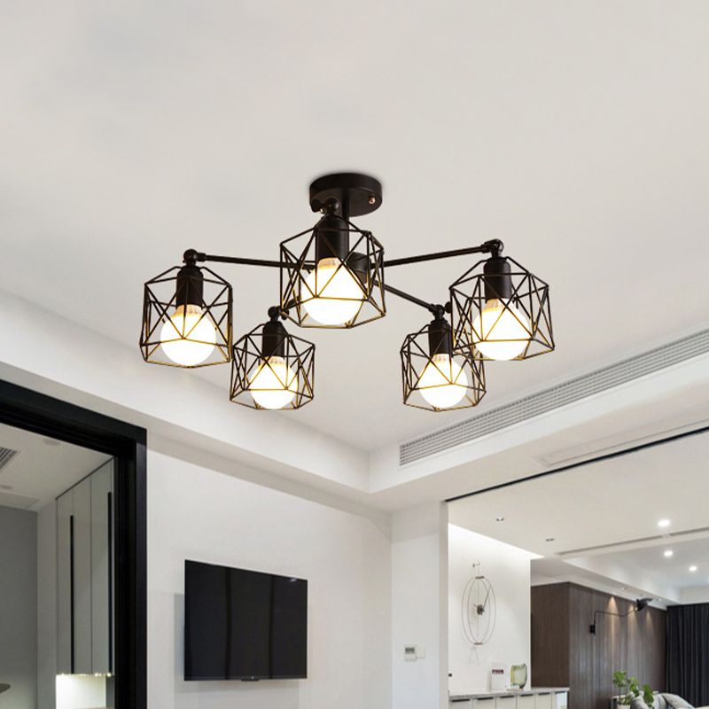 Arisha Black Semi-Flush Mount Ceiling Light