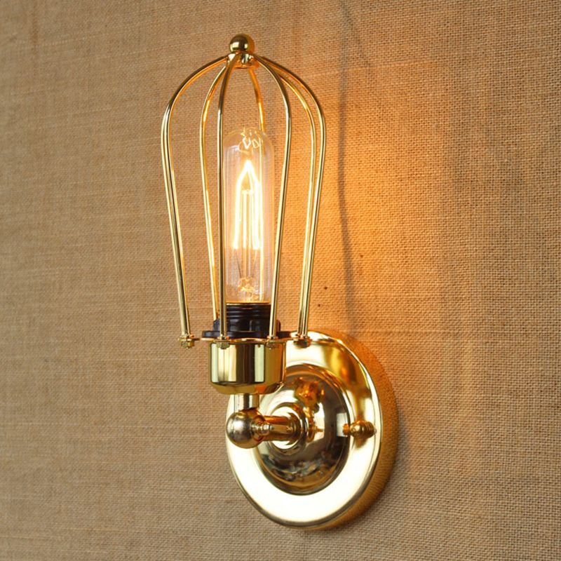 Silva Vintage Iron Wall Lamp, Black/Rust/Bronze/Gold/Silver