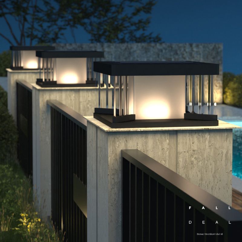 Ray Contemporary LED Rectangular Metal Wall Lamp Post, Black
