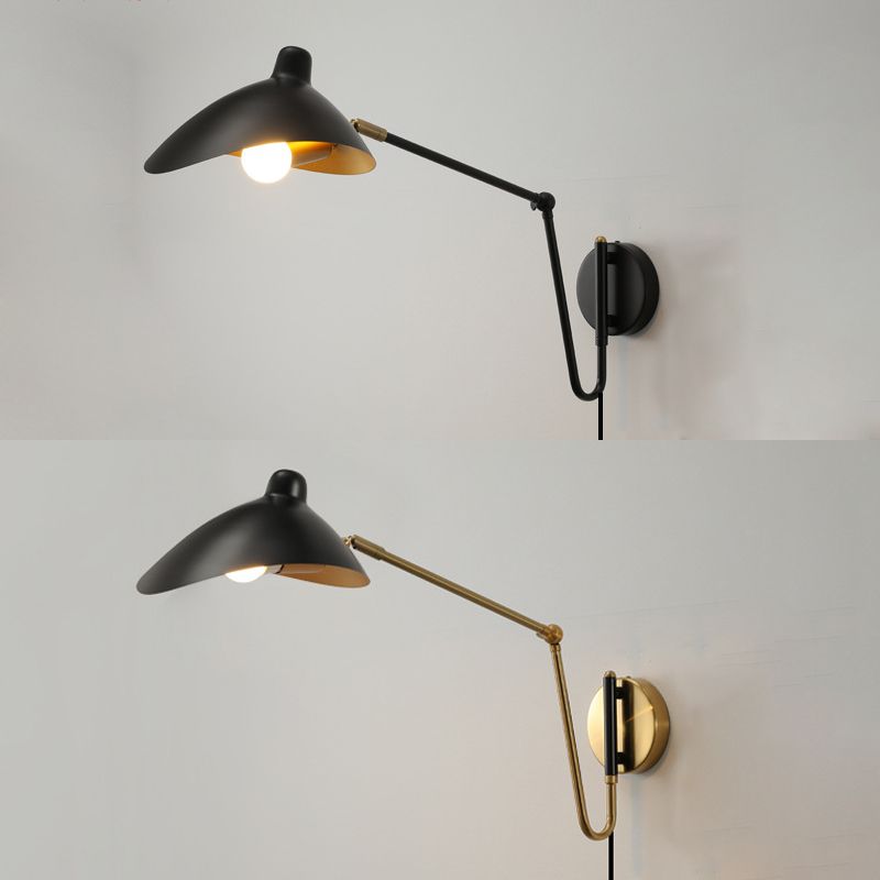 Epoch Industrial Swing Arm Vanity Wall Lamp, Black/Gold
