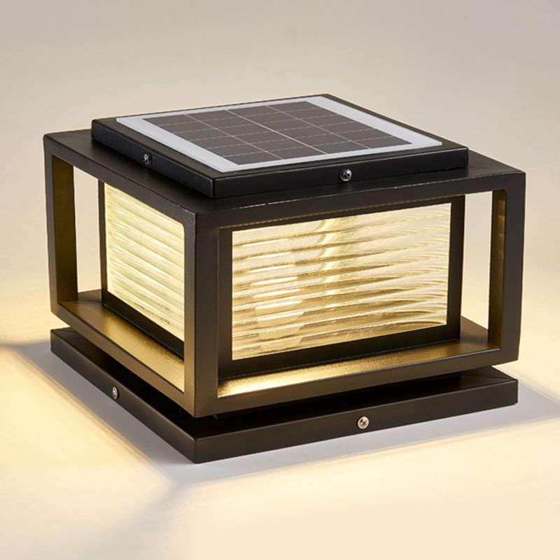 Ray Contemporary LED Rectangular Metal Outdoor Lamps, Black