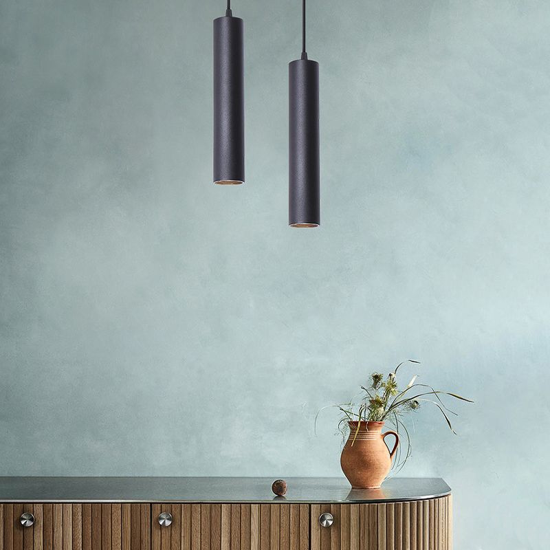 Arisha Modern Cylinder Shape Linear Pendant Light Black Metal