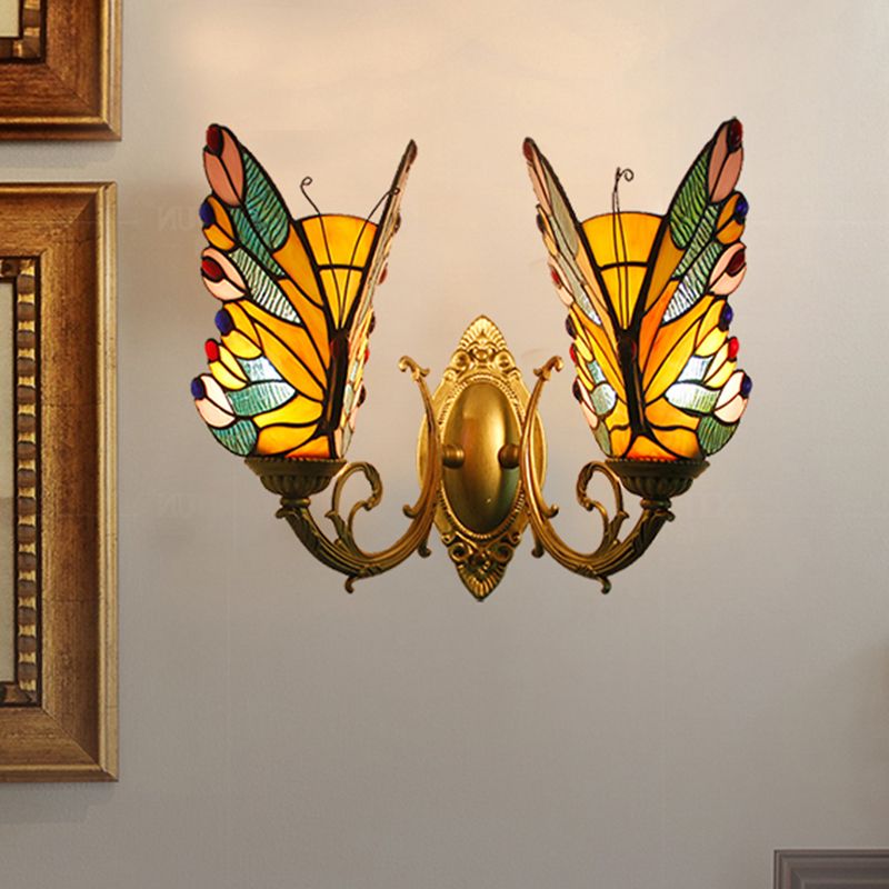 Arisha Artistic Butterfly Metal/Glass Lamps Wall, Red/Blue/Multi-Color/Light Blue
