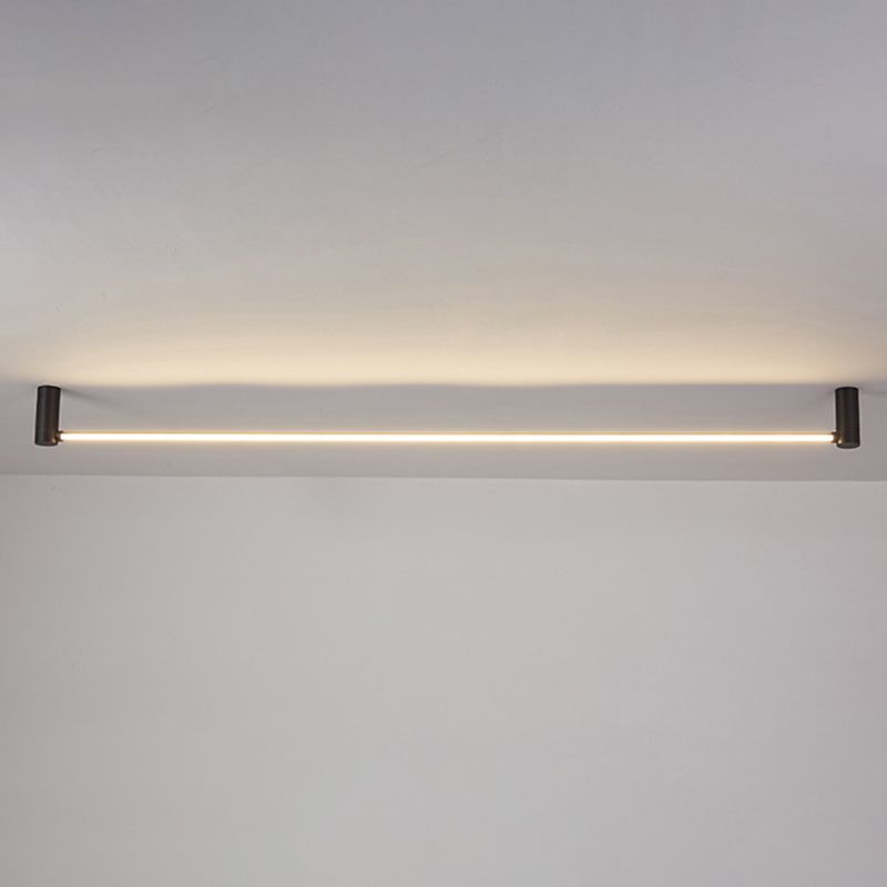 Arisha Minimalist Linear Flush Mount Ceiling Light, Black, Hallway