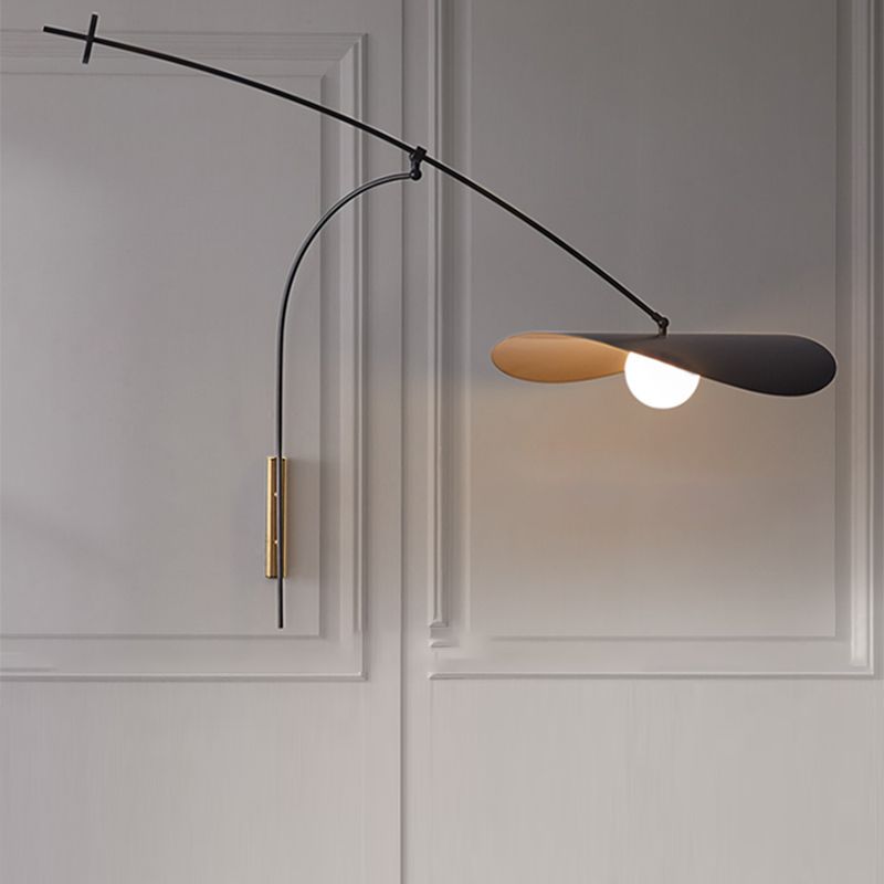 Arisha Arc Wall Lamp, Metal/Glass, Black/Gold, Bedroom