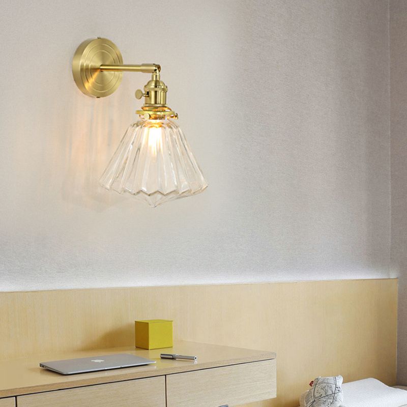 Valentina Luxury Globe/Flower Glass Vanity Wall Lamp, Gold, Bedroom