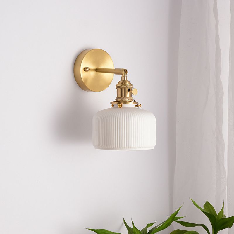 Arisha Vintage Column Ceramic Vanity Light, White, Bedroom