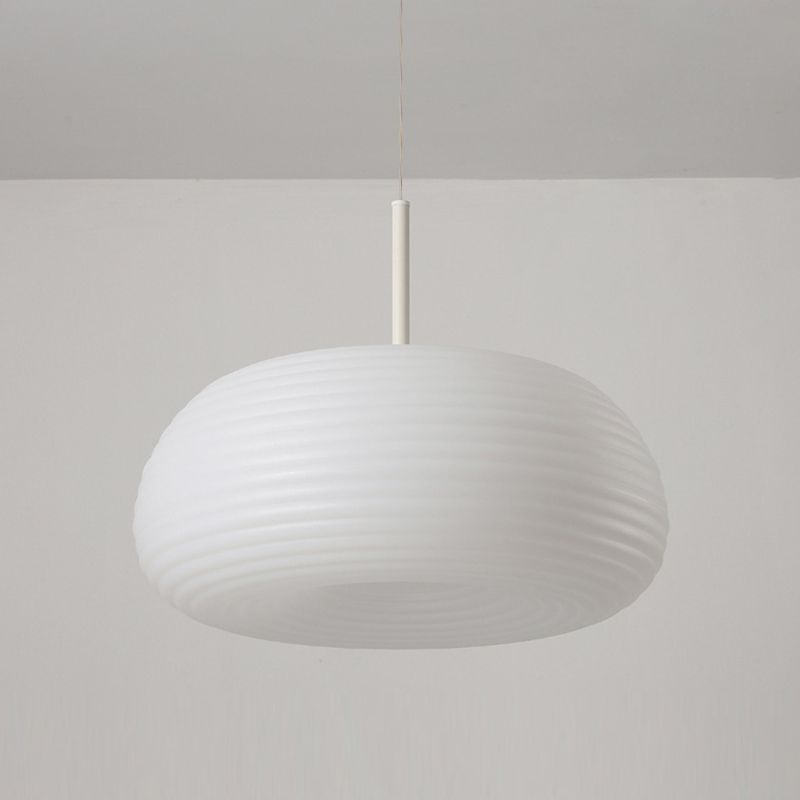 Ritta Striped Minimalist Drum Shape White Pendant Light