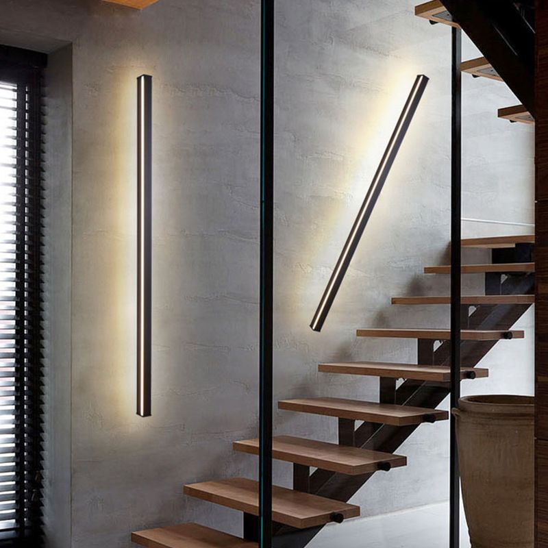 Arisha Minimalist Black Bar Mirror Front Vanity Wall Lamp, Metal/Acrylic