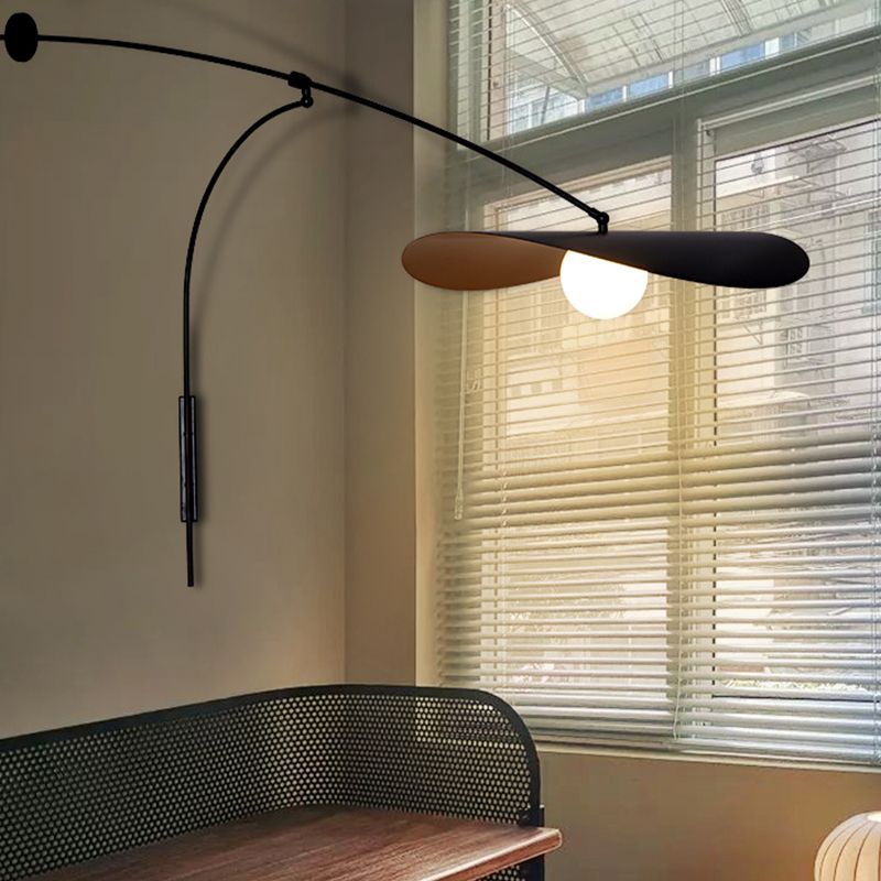 Arisha Arc Wall Lamp, Metal/Glass, Black/Gold, Bedroom