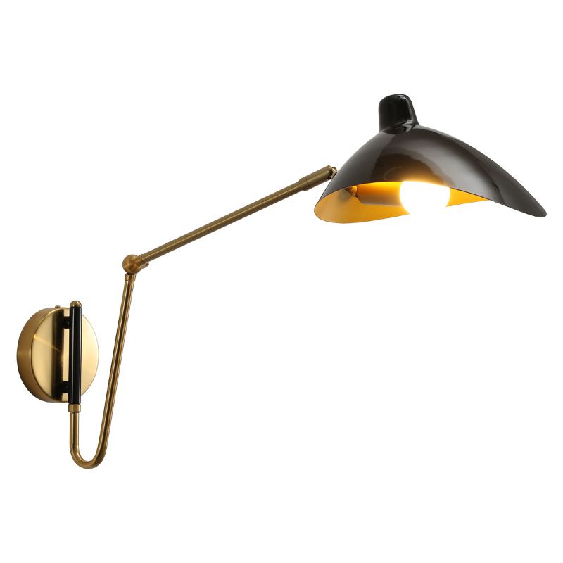 Epoch Industrial Swing Arm Vanity Wall Lamp, Black/Gold