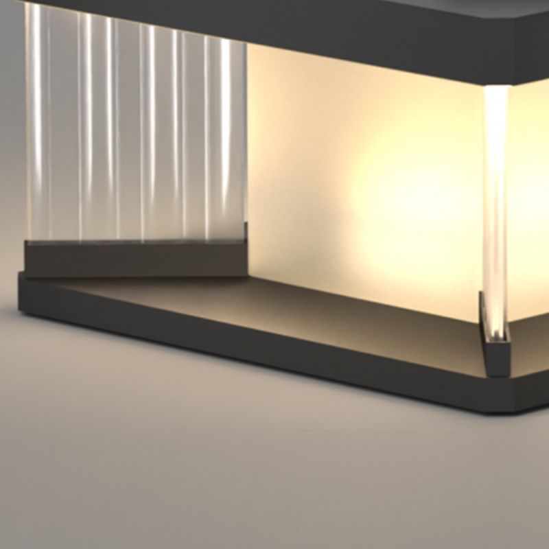 Ray Contemporary LED Rectangular Metal Wall Lamp Post, Black