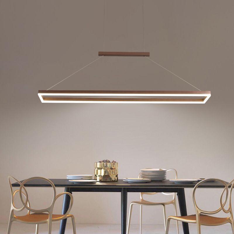 Arisha Modern Rectangular Hanging Pendant Light, Gold/Coffee