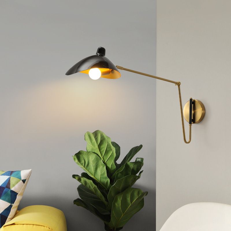 Epoch Industrial Swing Arm Vanity Wall Lamp, Black/Gold