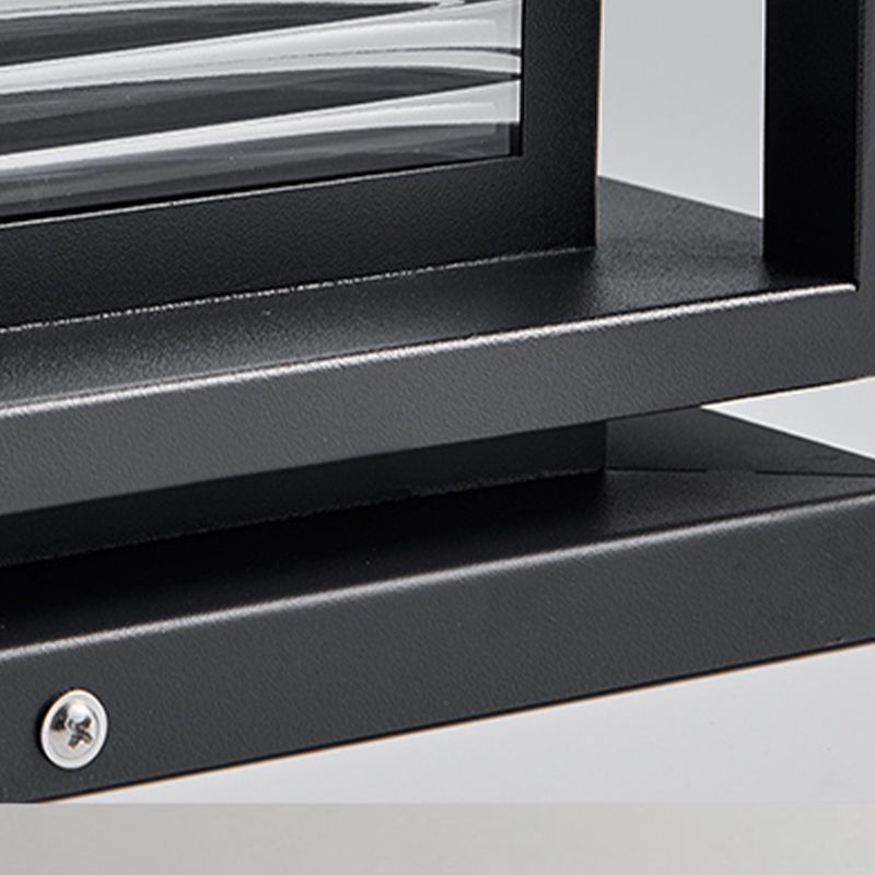 Ray Contemporary LED Rectangular Metal Outdoor Lamps, Black