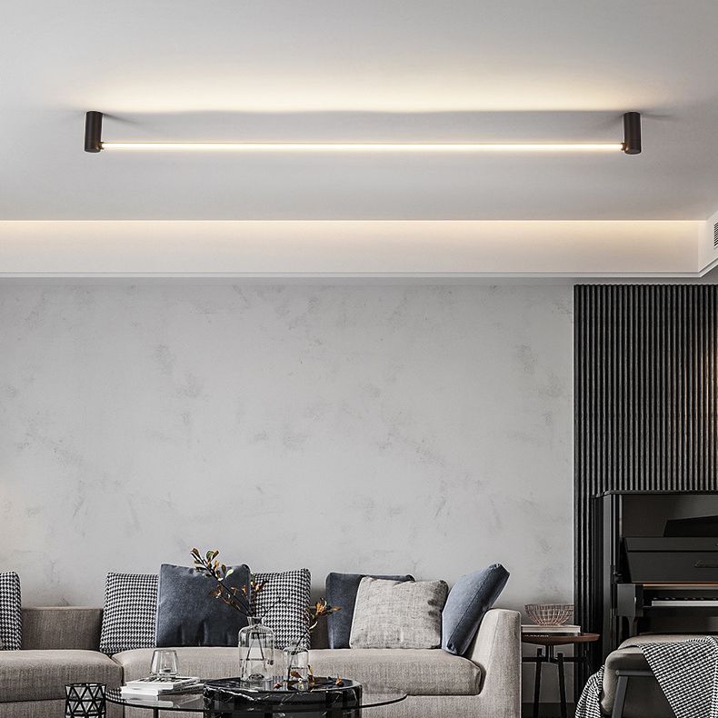 Arisha Minimalist Linear Flush Mount Ceiling Light, Black, Hallway