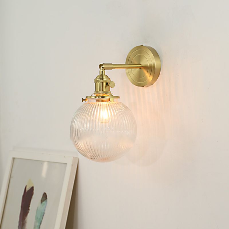 Valentina Luxury Globe/Flower Glass Vanity Wall Lamp, Gold, Bedroom