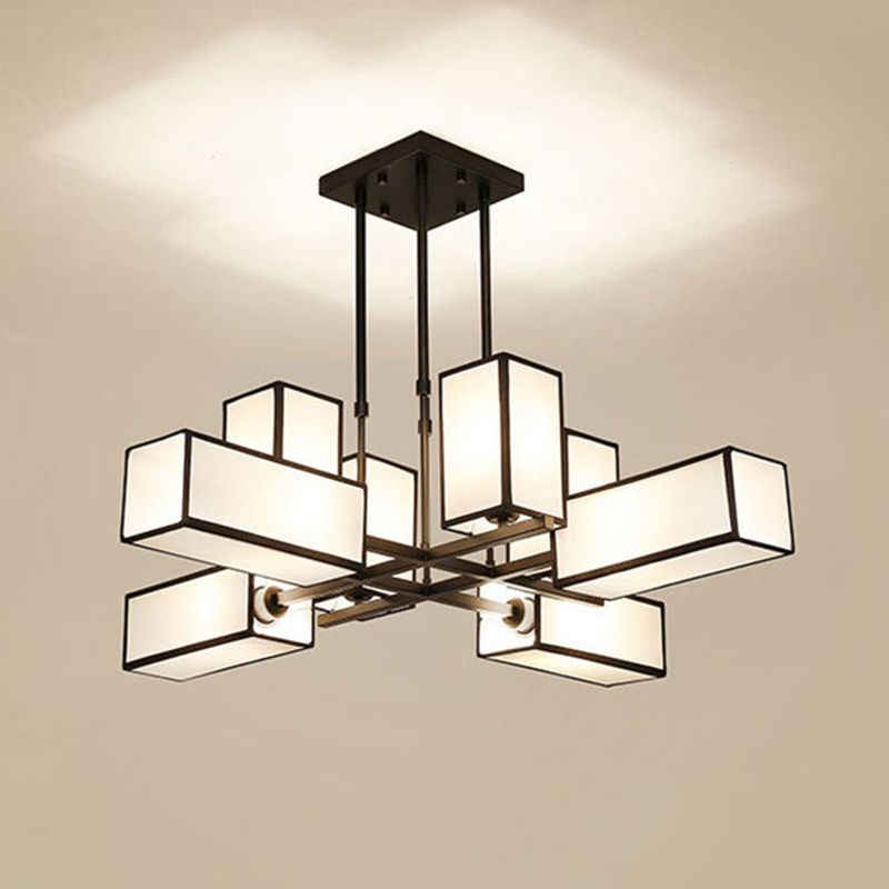 Arisha Pendant Light Square Retro, Metal/Fabric, Black/Gold, Living Room