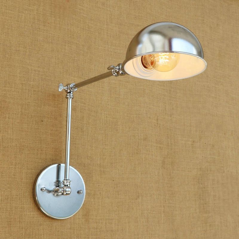 Epoch Wall Lamp Dome Minimalist, Adjustable Metal, Silver, Bedroom