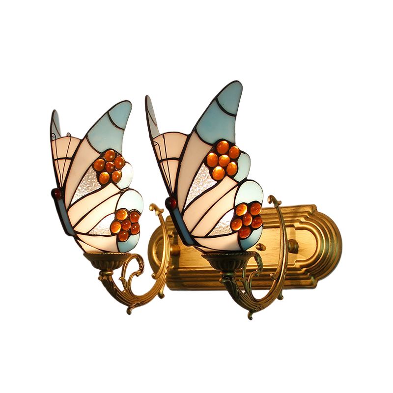 Arisha Artistic Butterfly Metal/Glass Lamps Wall, Red/Blue/Multi-Color/Light Blue