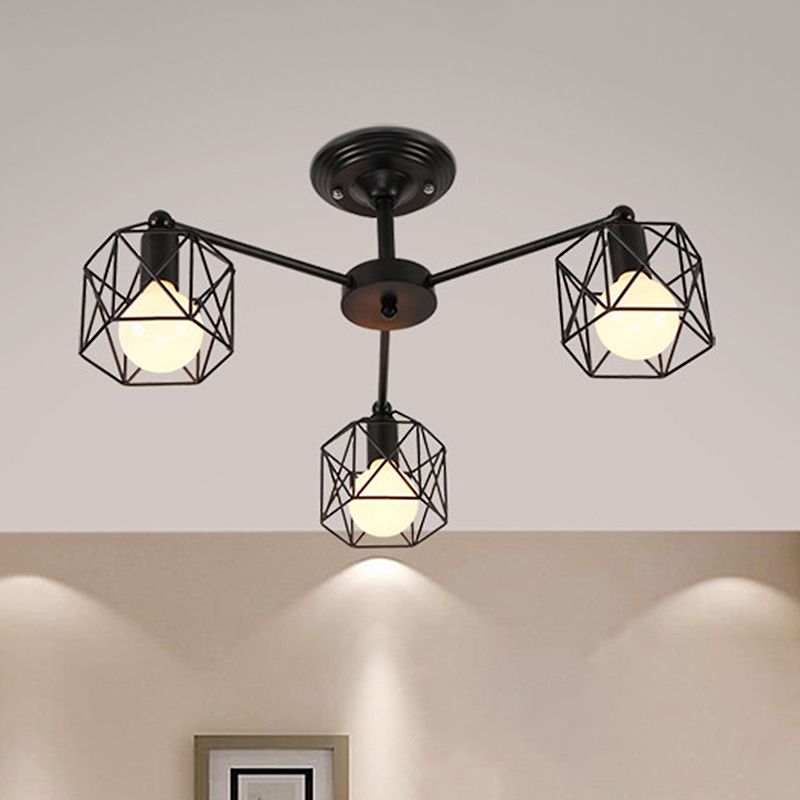 Arisha Black Semi-Flush Mount Ceiling Light