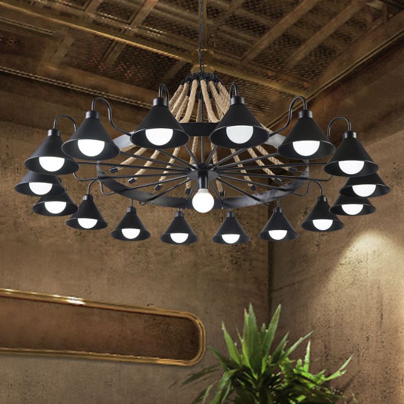 Epoch Vintage Industrial Rope Chandelier Living Room