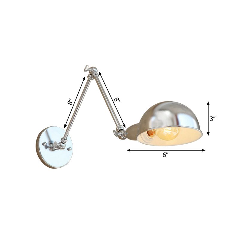 Epoch Wall Lamp Dome Minimalist, Adjustable Metal, Silver, Bedroom