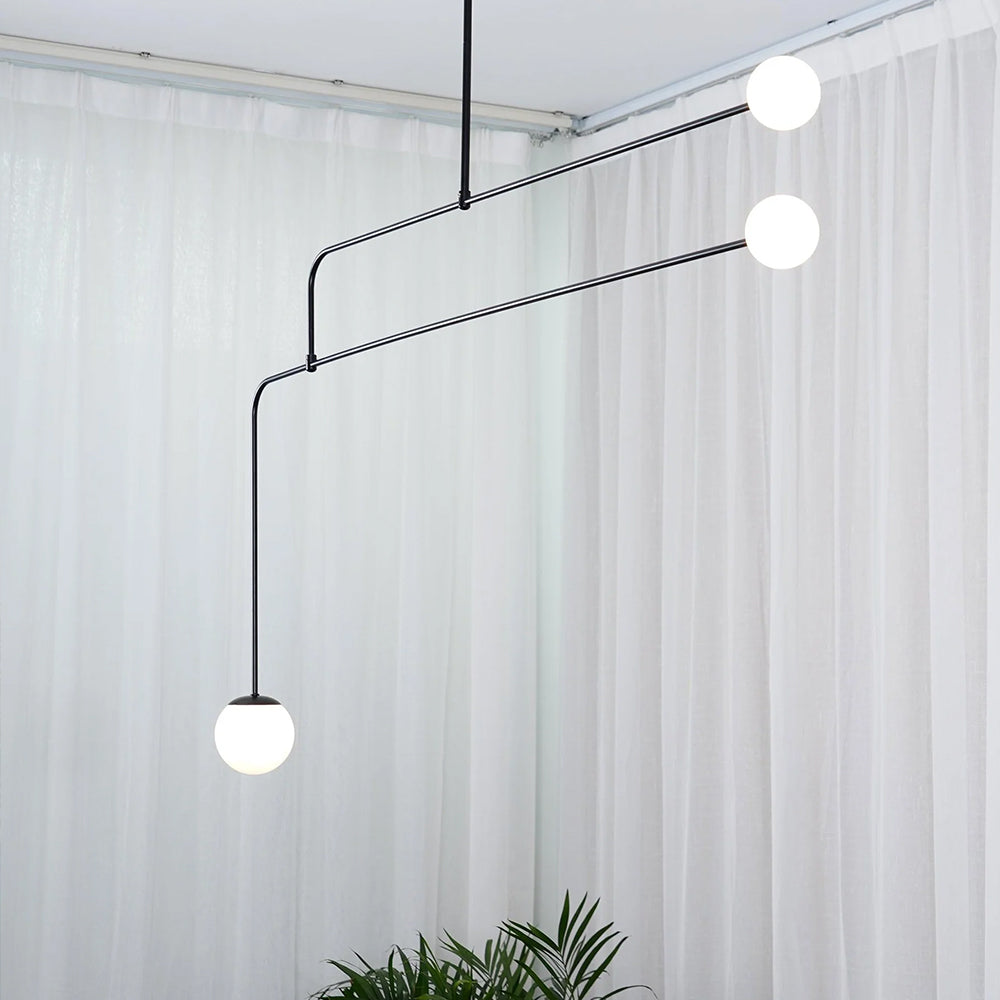 Arisha Minimalist Linear Mobile Pendant Light, Black