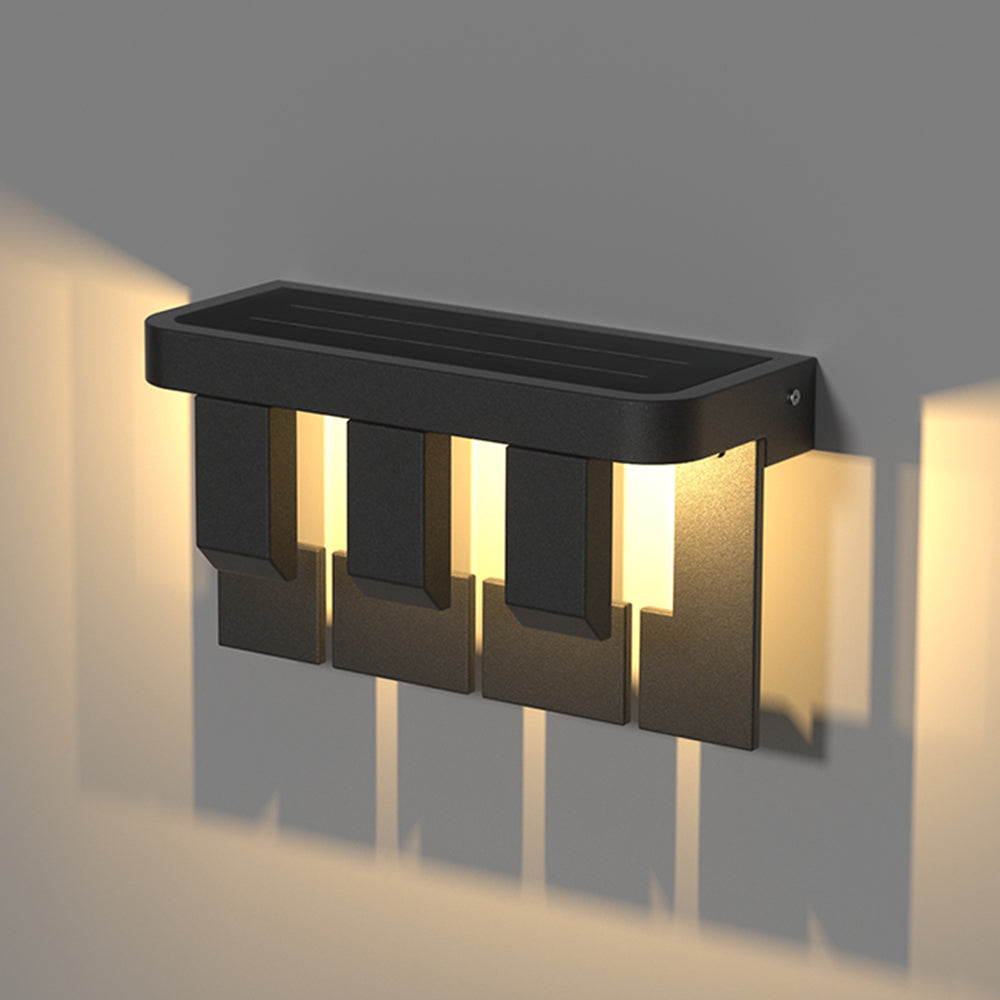 Ray Modern Minimallist Metal Solar Outdoor Garden/Yard Wall Lamp, Black