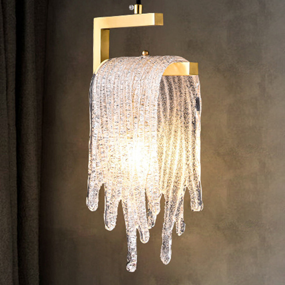 Kristy Modern Flowing Jelly Pendant Light, Gold, Crystal/Brass
