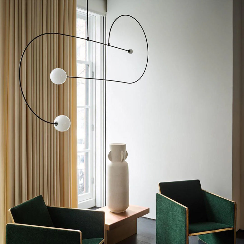 Arisha Minimalist Linear Mobile Pendant Light, Black