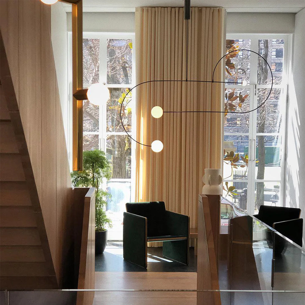 Arisha Minimalist Linear Mobile Pendant Light, Black