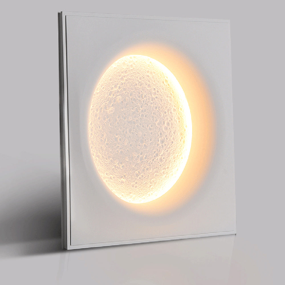 Aria Decorative Moon Metal/Gypsum Wall Lamp, White