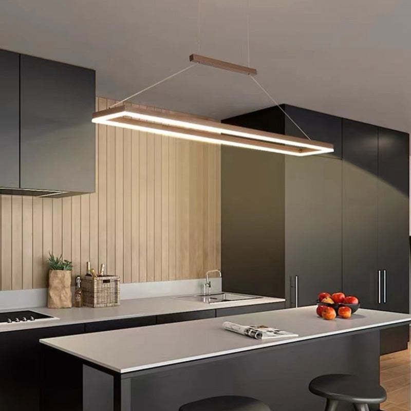 Arisha Modern Rectangular Hanging Pendant Light, Gold/Coffee