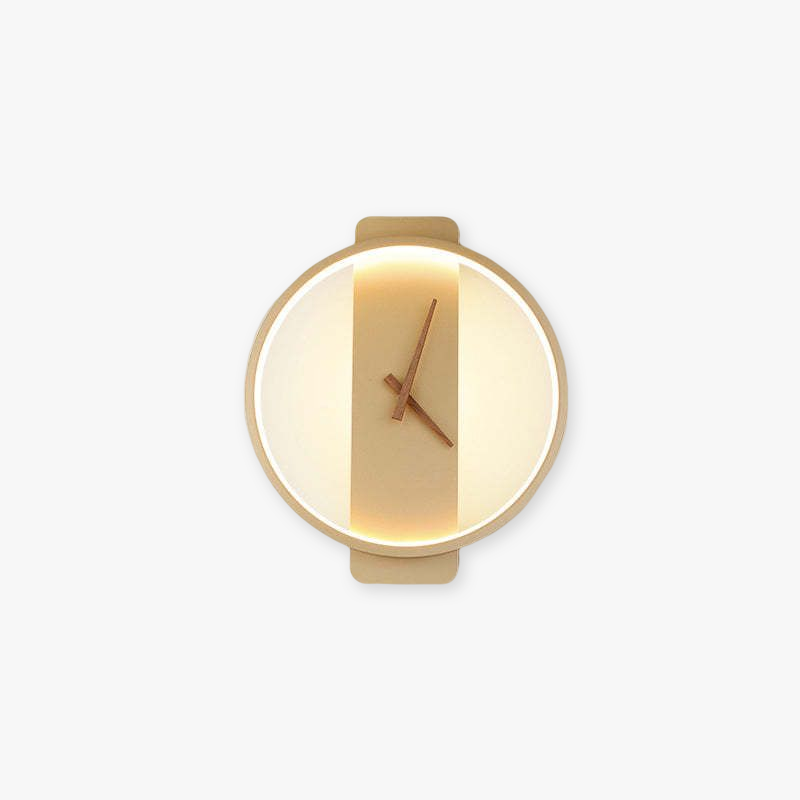 Valentina Arisha Square Clock Metal & Acrylic Wall Lamp, Gold
