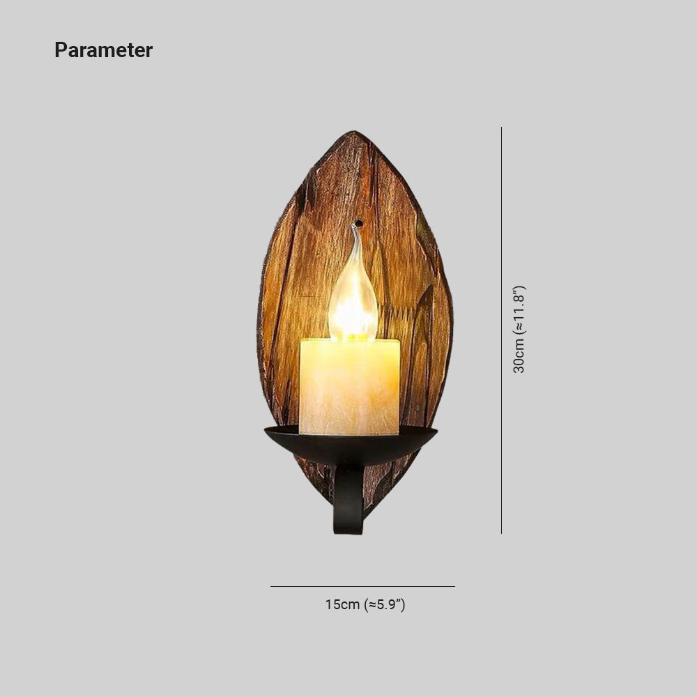 Epoch Vintage Leaf Shape Wood Metal Wall Lamp