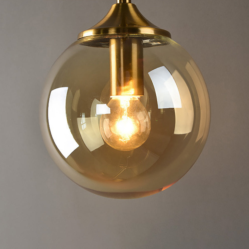 Valentina Modern Globe Metal/Glass Wall Lamp, Gray/Amber/Clear/White