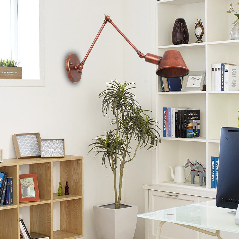 Epoch Rotatable Wall Lamp with Swing Arm, Black/Rust