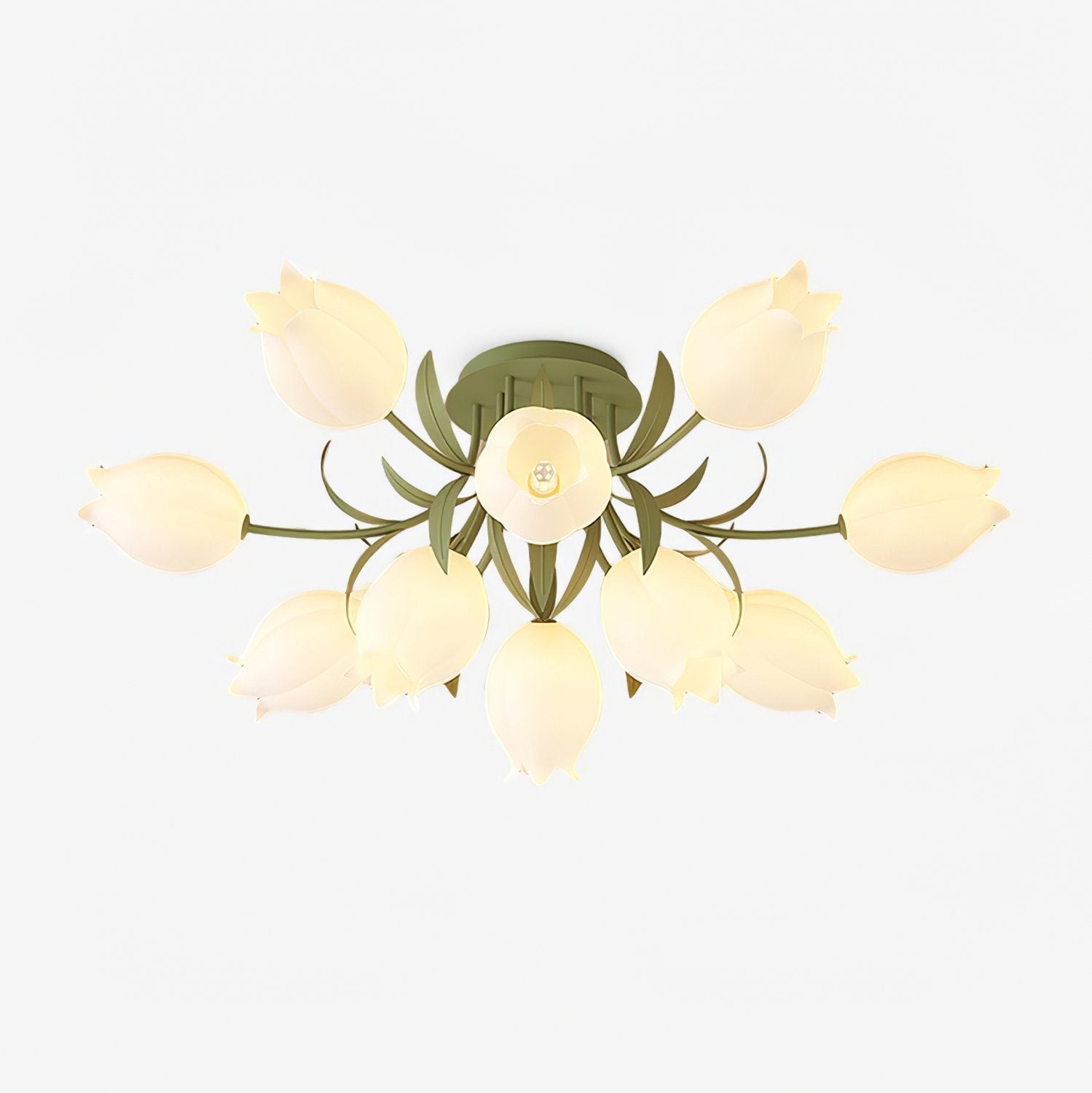 Lustra Ceiling Light Lily Flower Blossom Green Base - Letslighting