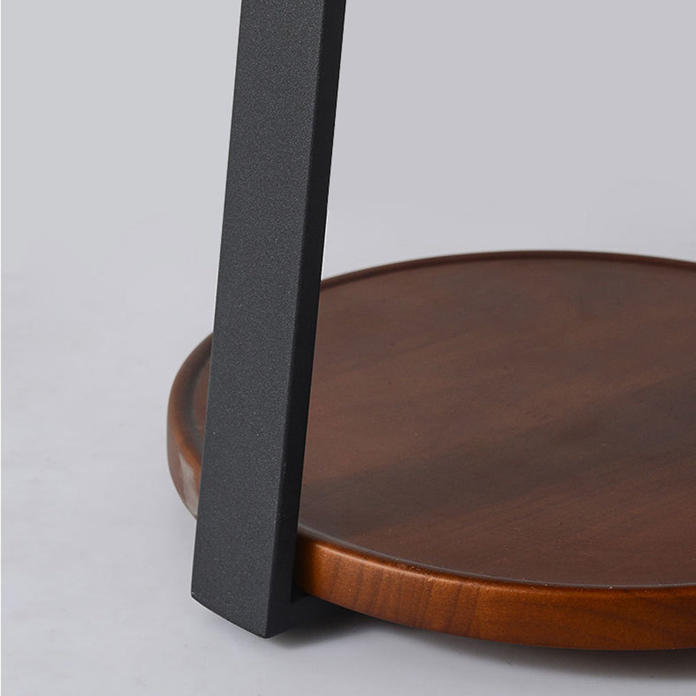 Muto Natural Round Wood Floor Lamp With Table Bedroom