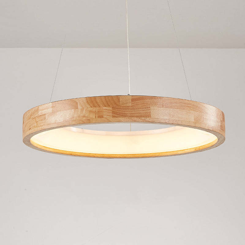 Muto Modern Ring Wood Pendant Light