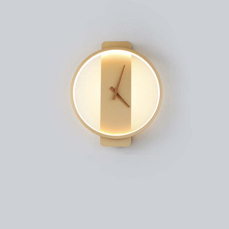 Valentina Arisha Square Clock Metal & Acrylic Wall Lamp, Gold