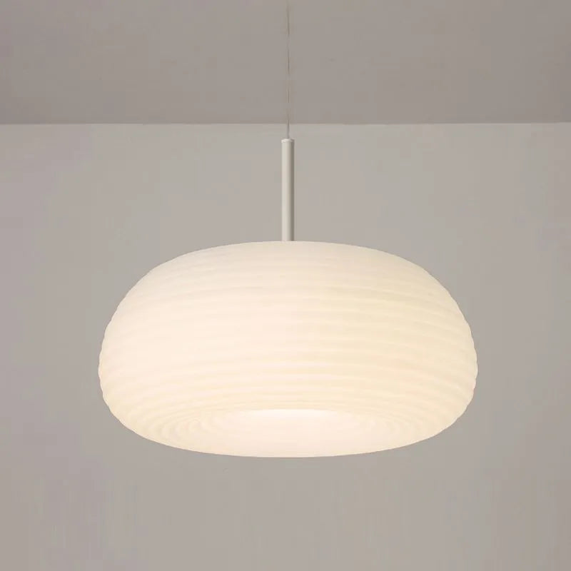 Ritta Striped Minimalist Drum Shape White Pendant Light