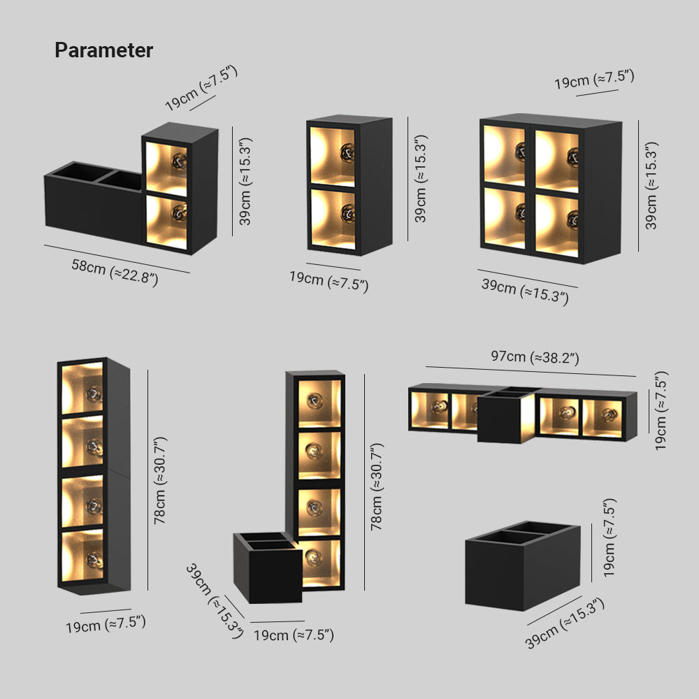 Ray Modern Cube Square Metal/Glass Outdoor Wall Lamp, Black