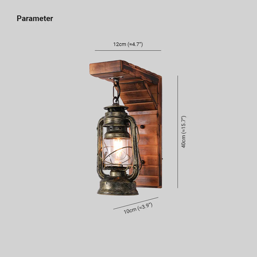 Epoch Lantern Vintage Wooden Rustic Wall Lamp