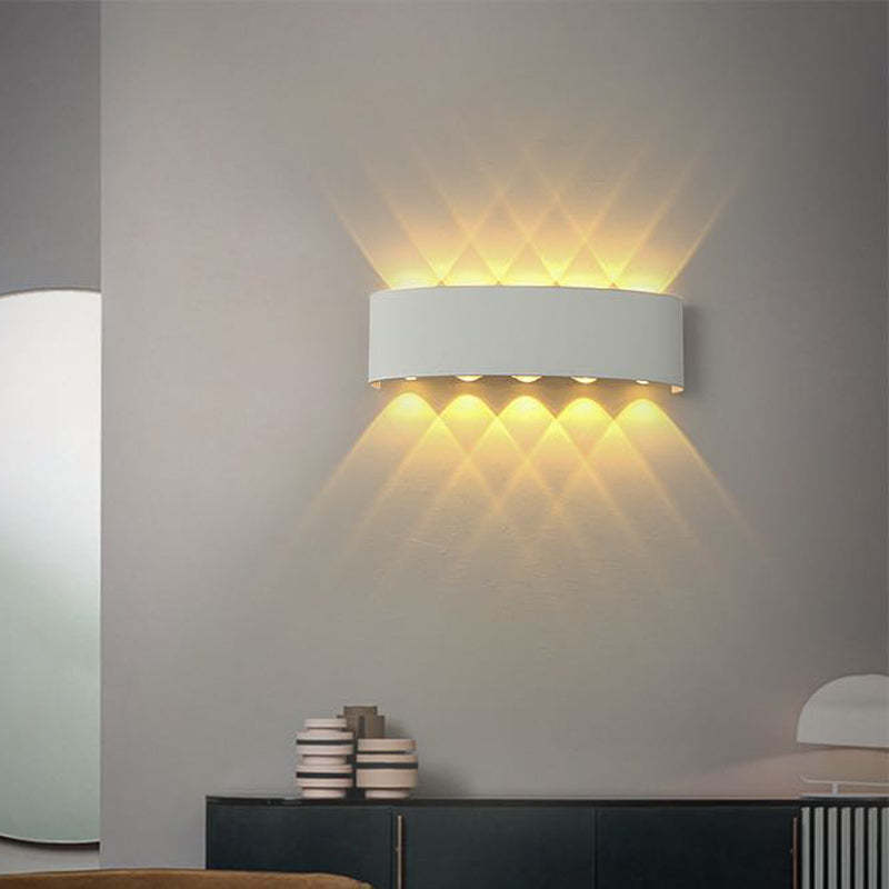 Ray Modern Rectangular Metal Outdoor Wall Lamp, Black/White, Water-wave